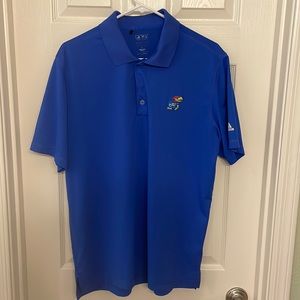 Blue Adidas Kansas Jayhawk Logo Polo